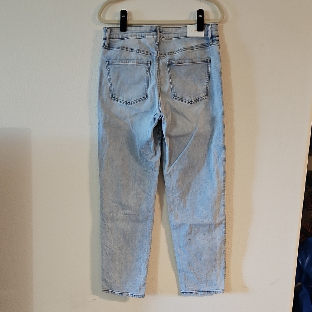 Express Light Boyfriend Mid Rise Blue Cropped Jeans 8L - Picture 3 of 4
